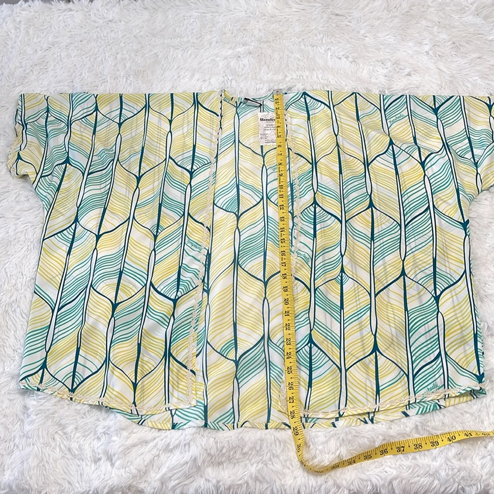 NWT Manuhealii Butterfly Kimono Lei Hulu White Peacock OS - Picture 3 of 6